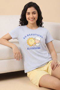 Zivame Farm Lore Knit Cotton Short Set - Xenon Blue — thumbnail 4